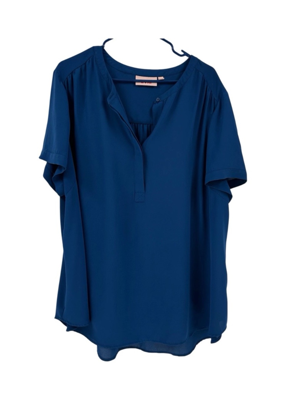 EVRI Navy Blue Split Neck Blouse SZ 3X lightweight